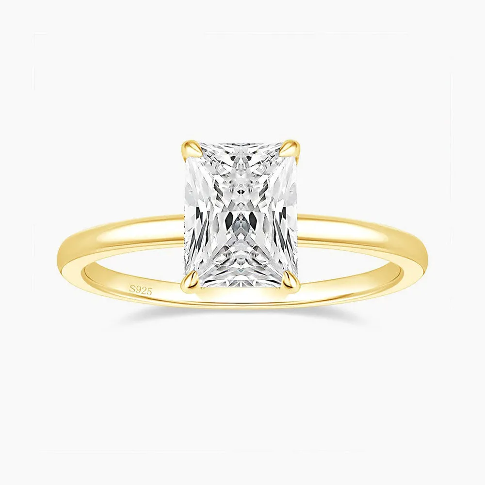 3CT S925 Radiant Cut Cubic Zirconia Engagement Ring