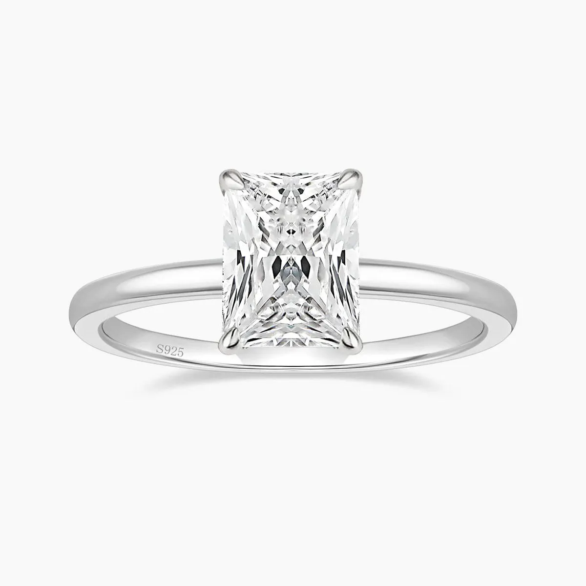 3CT S925 Radiant Cut Cubic Zirconia Engagement Ring