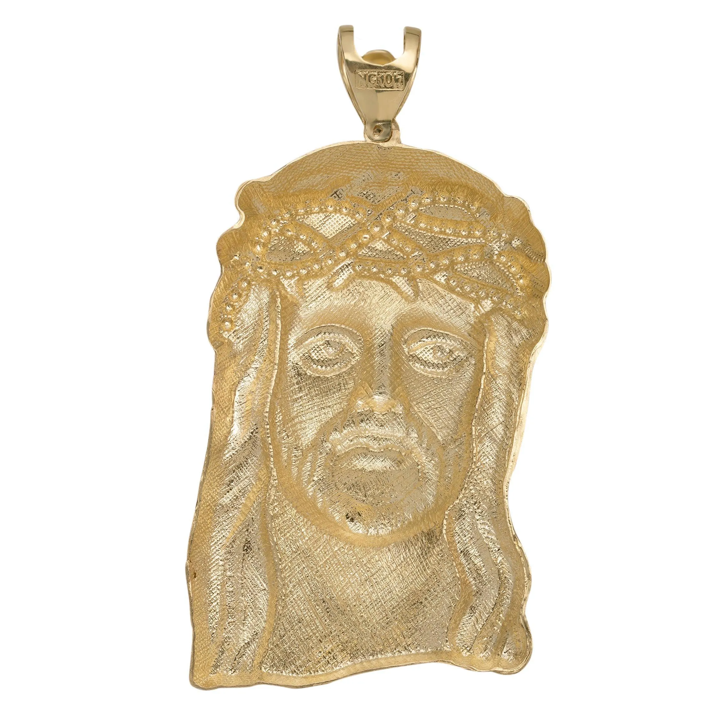 4" Huge Jesus Head Charm Pendant 10K Yellow Gold