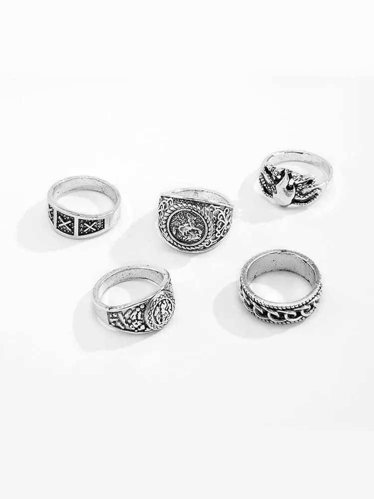 5Pcs Gothic Stacking Rings Set