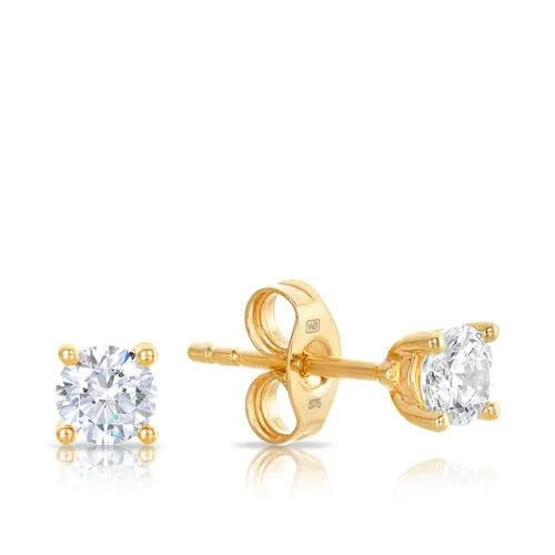 9ct Yellow Gold Earrings Cubic Zirconia Stud Earrings