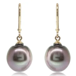 9ct Yellow Gold Tahitian Pearl Earrings