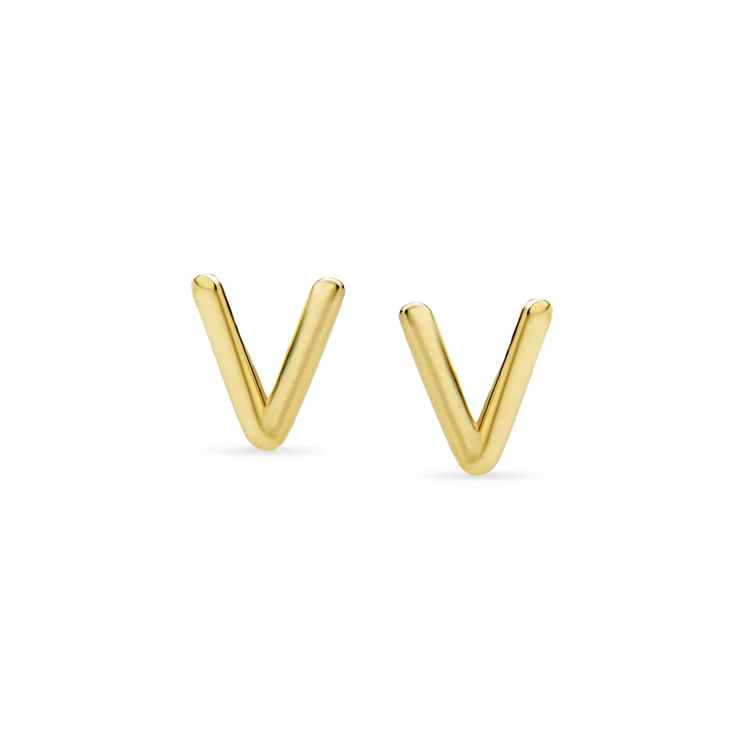 ABC 14K Gold Alphabet Initial Stud Earrings with Safety Ball Screw Back