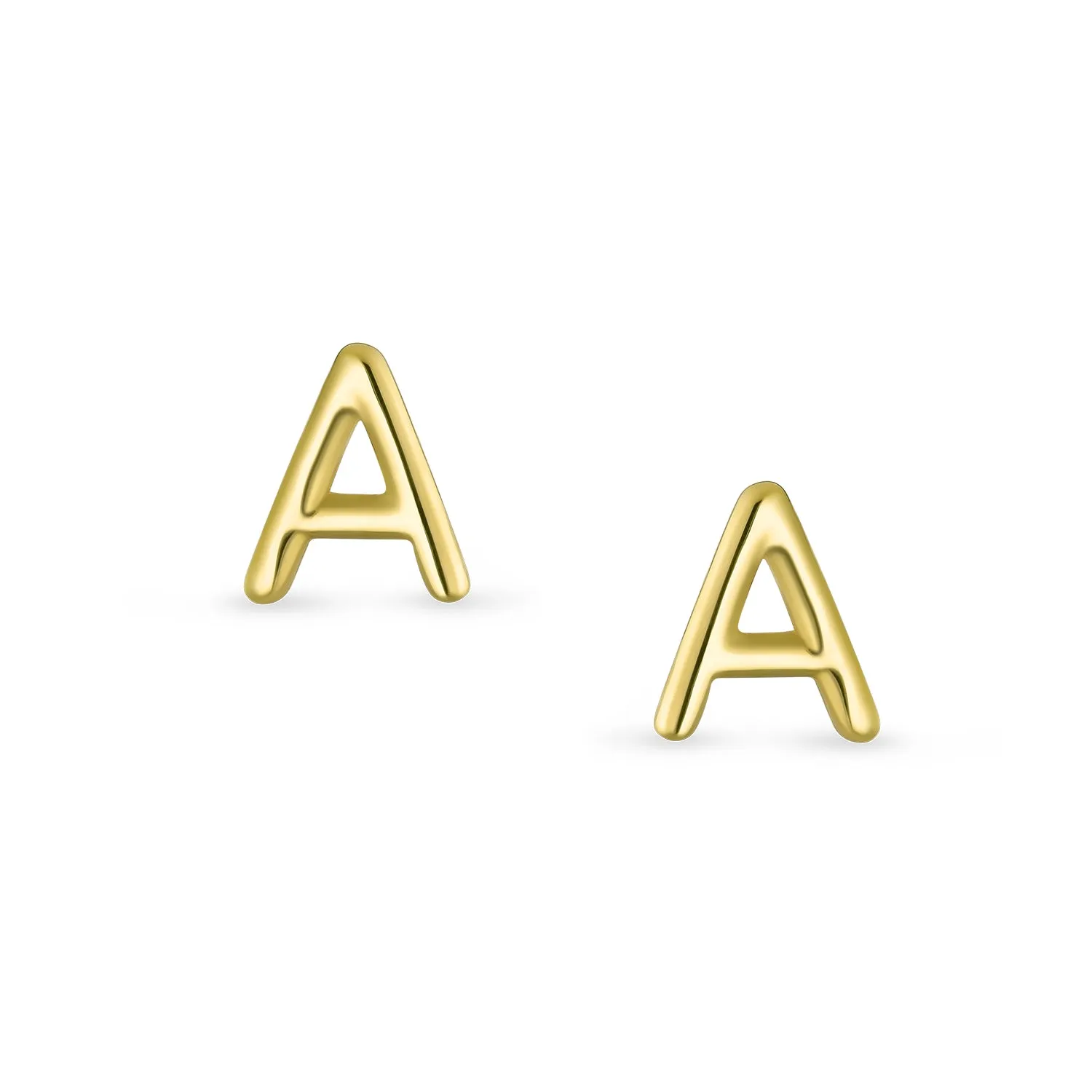 ABC 14K Gold Alphabet Initial Stud Earrings with Safety Ball Screw Back