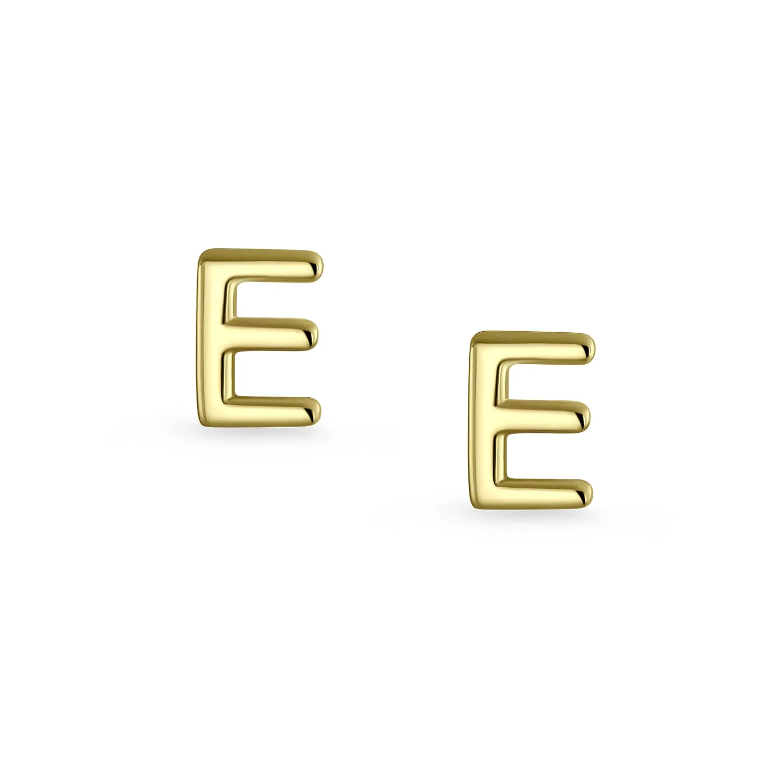 ABC 14K Gold Alphabet Initial Stud Earrings with Safety Ball Screw Back