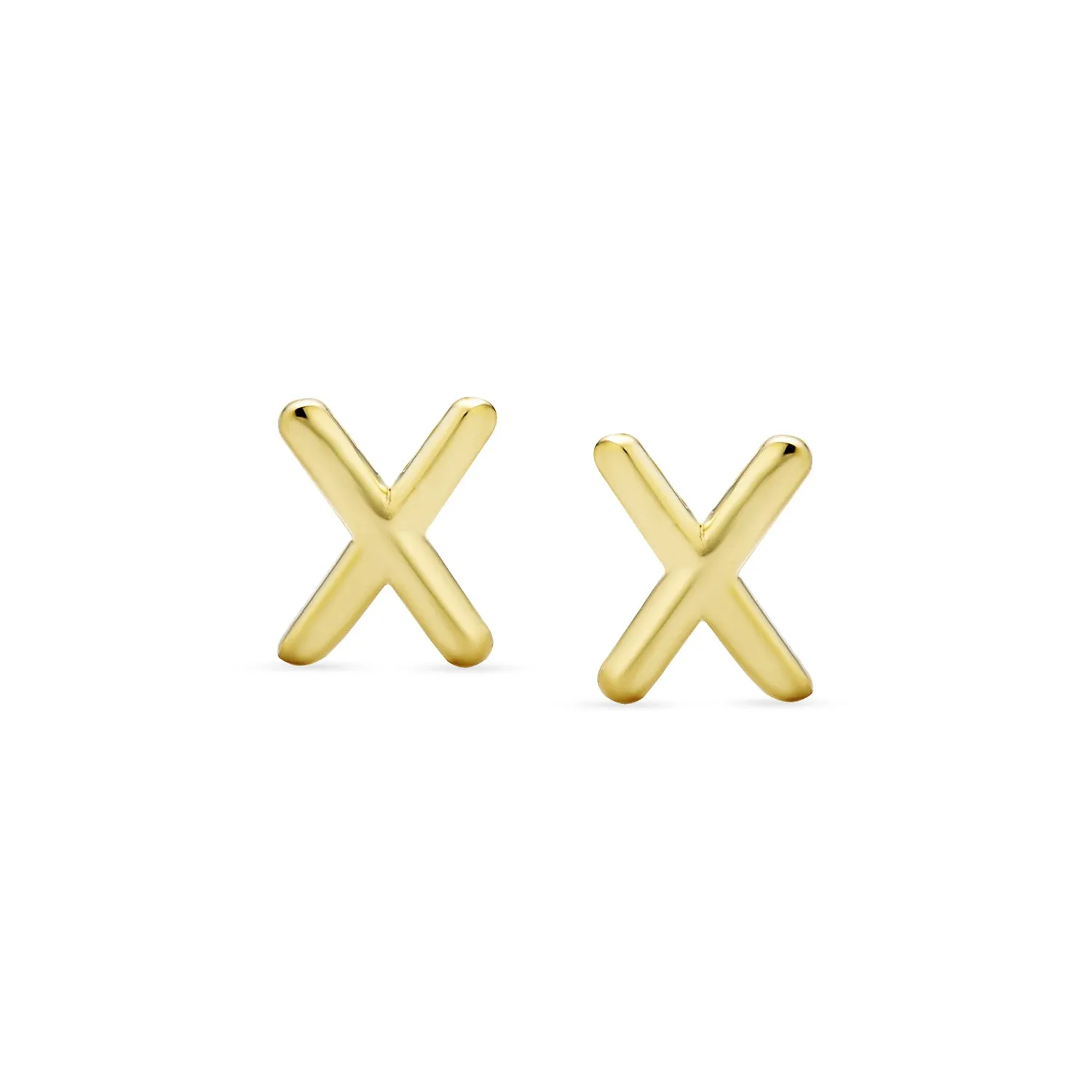 ABC 14K Gold Alphabet Initial Stud Earrings with Safety Ball Screw Back