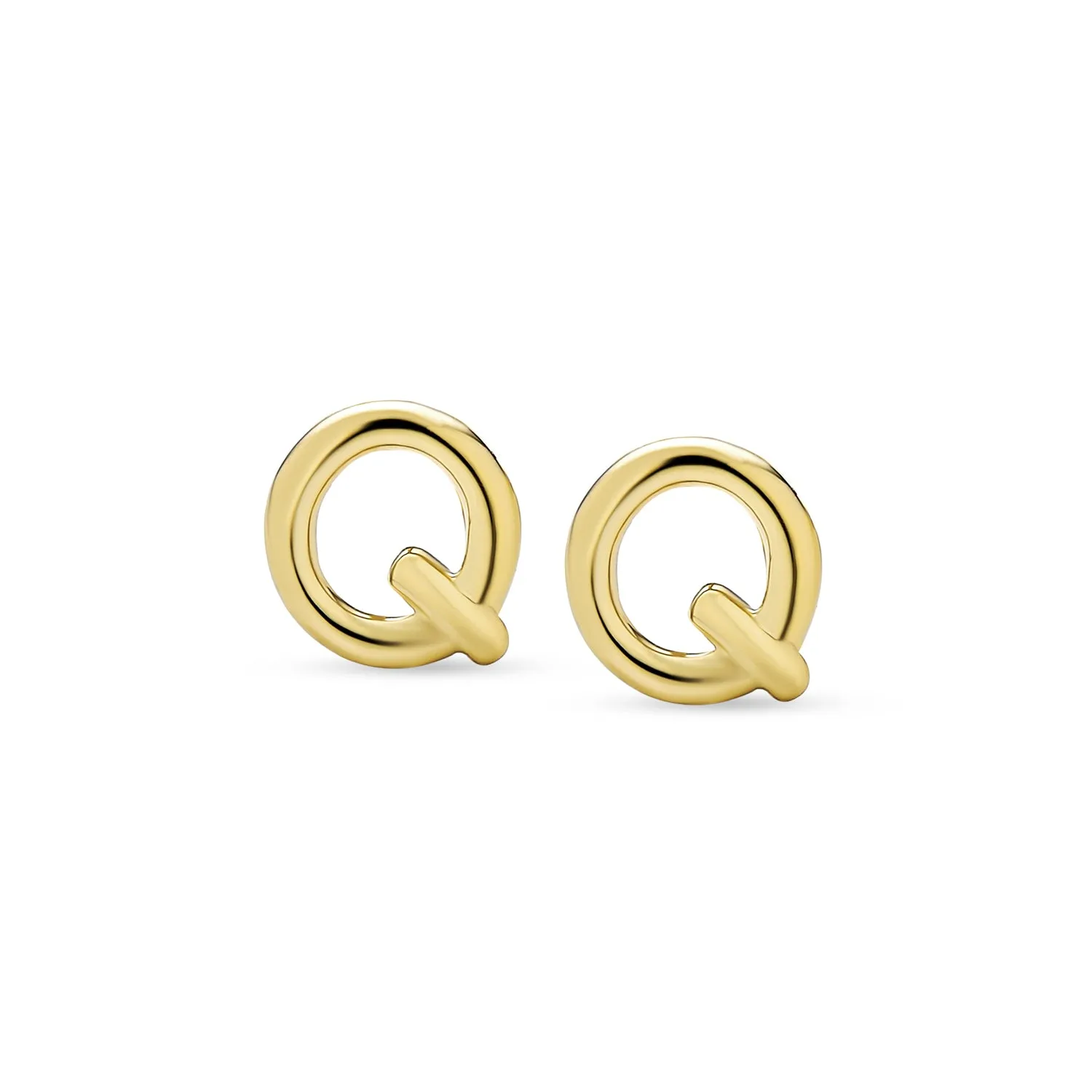 ABC 14K Gold Alphabet Initial Stud Earrings with Safety Ball Screw Back