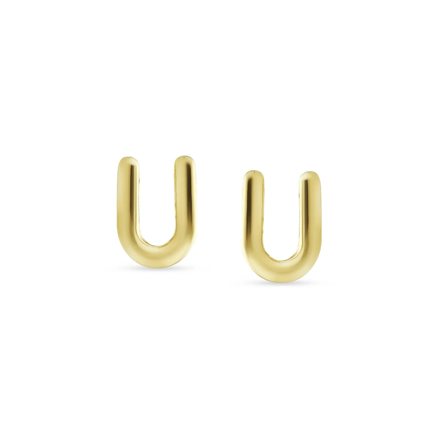 ABC 14K Gold Alphabet Initial Stud Earrings with Safety Ball Screw Back