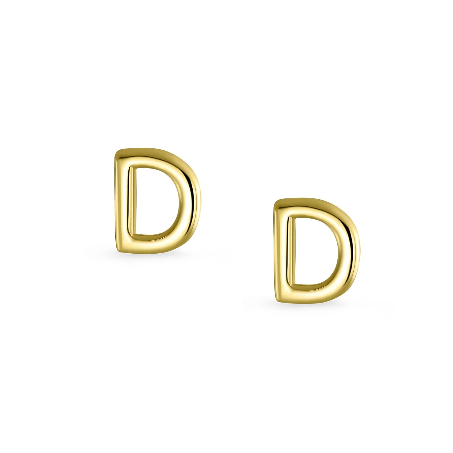 ABC 14K Gold Alphabet Initial Stud Earrings with Safety Ball Screw Back