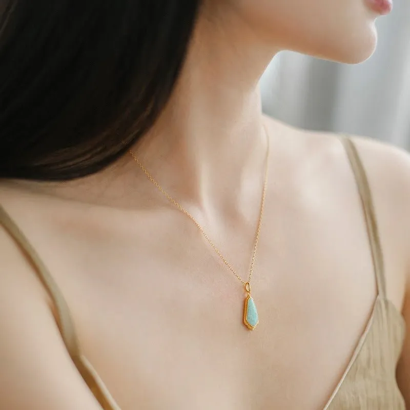 Amazonite Necklace 10k Gold Vermeil