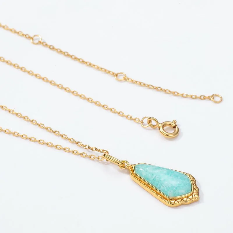 Amazonite Necklace 10k Gold Vermeil