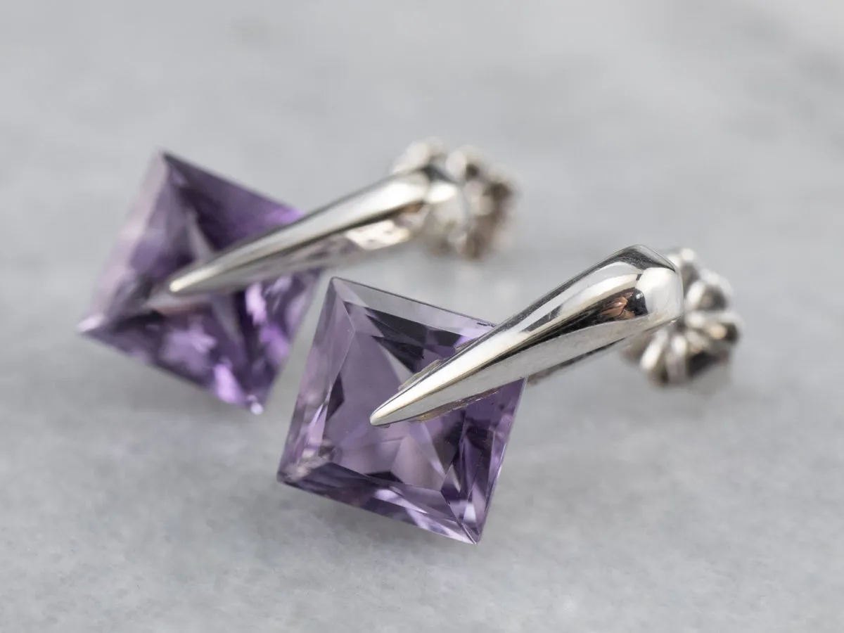 Amethyst White Gold Stud Earrings