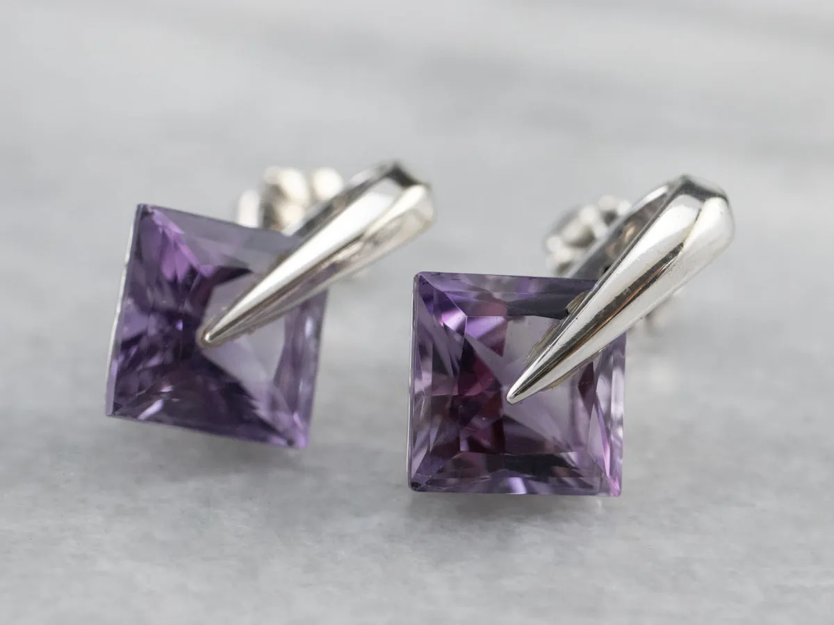 Amethyst White Gold Stud Earrings