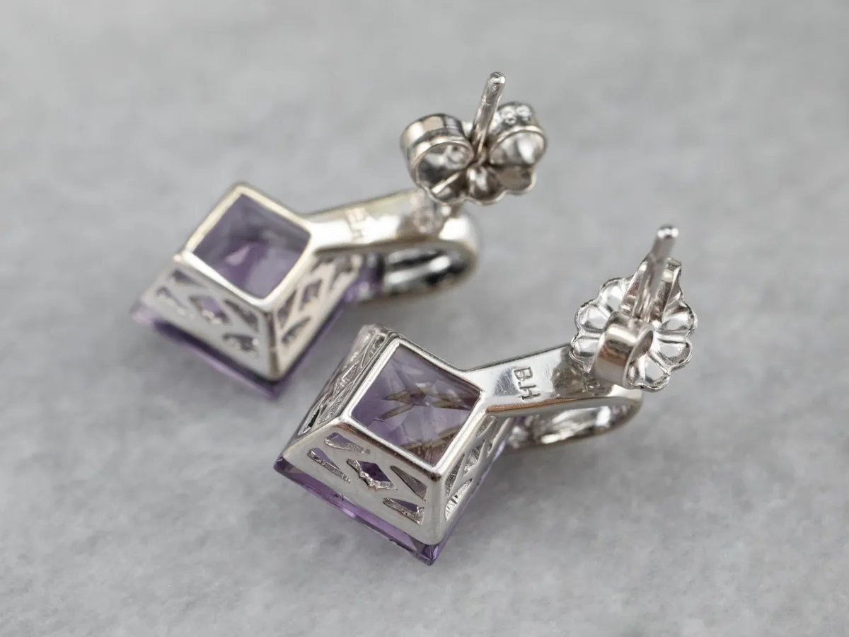 Amethyst White Gold Stud Earrings