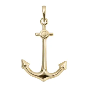 Anchor Charm Pendant Solid 10K Yellow Gold