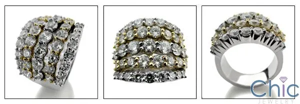 Anniversary 6.5 TCW Round 5 Rows Cubic Zirconia Cz Ring