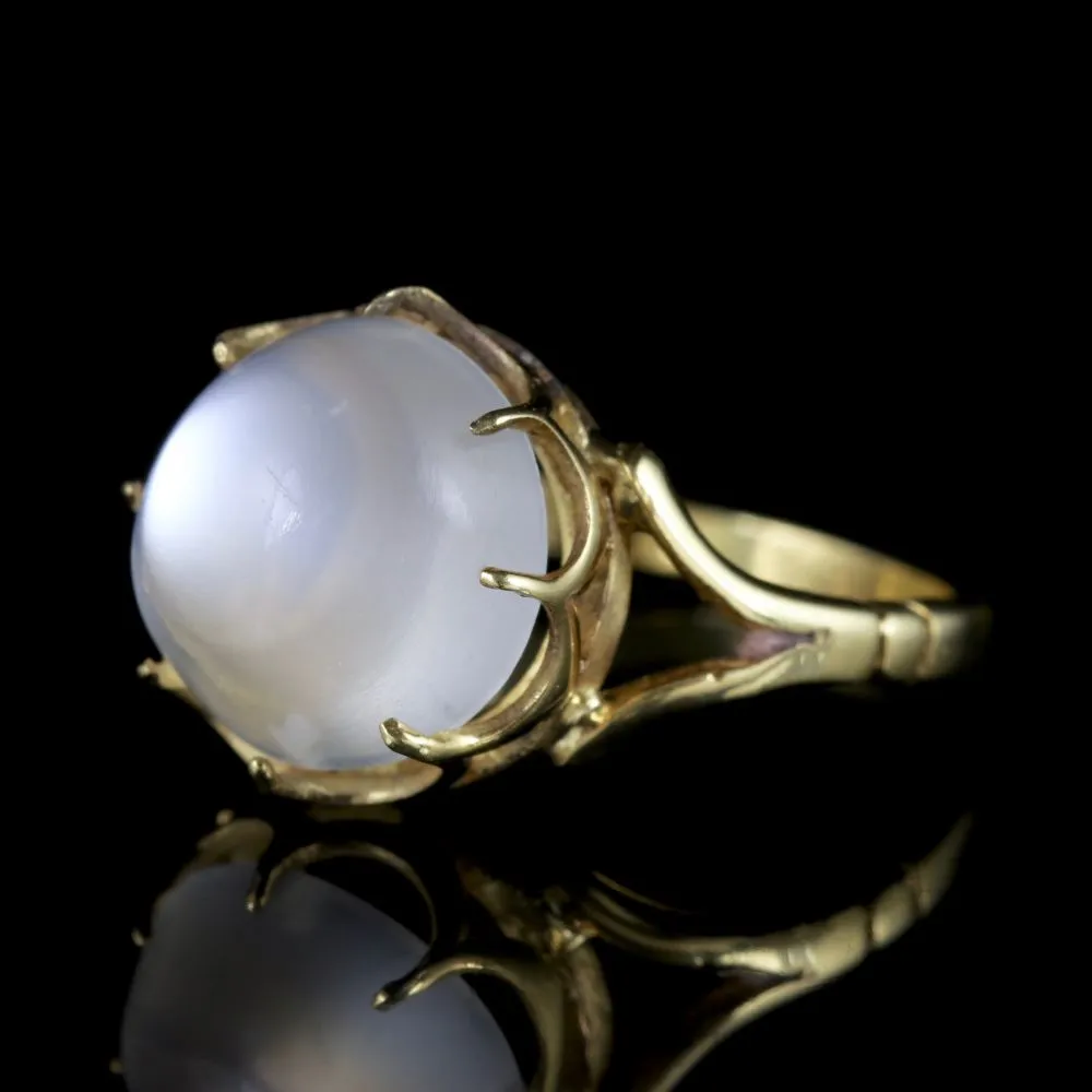 Antique Victorian Moonstone Ring 18Ct Gold Circa 1900