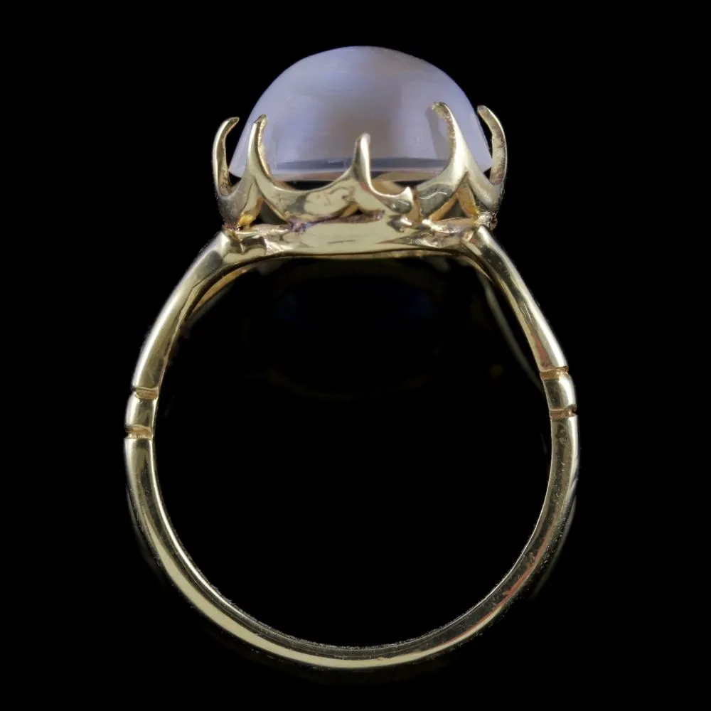 Antique Victorian Moonstone Ring 18Ct Gold Circa 1900