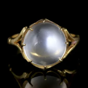 Antique Victorian Moonstone Ring 18Ct Gold Circa 1900