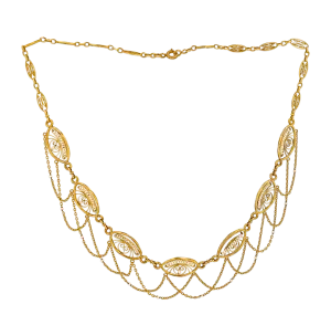 Art Nouveau Gold and Pearl Necklace