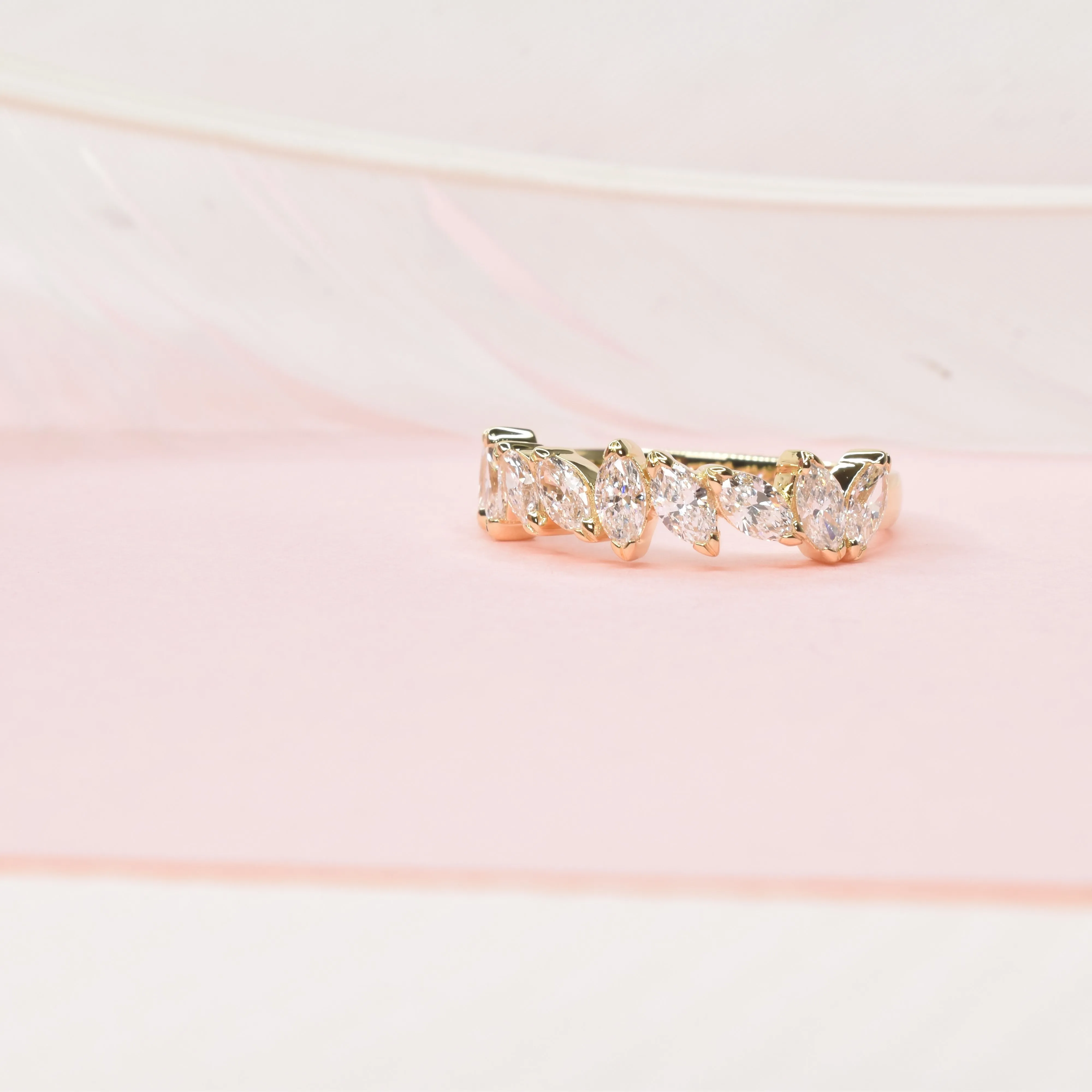 Asymmetric Marquise Diamond Band