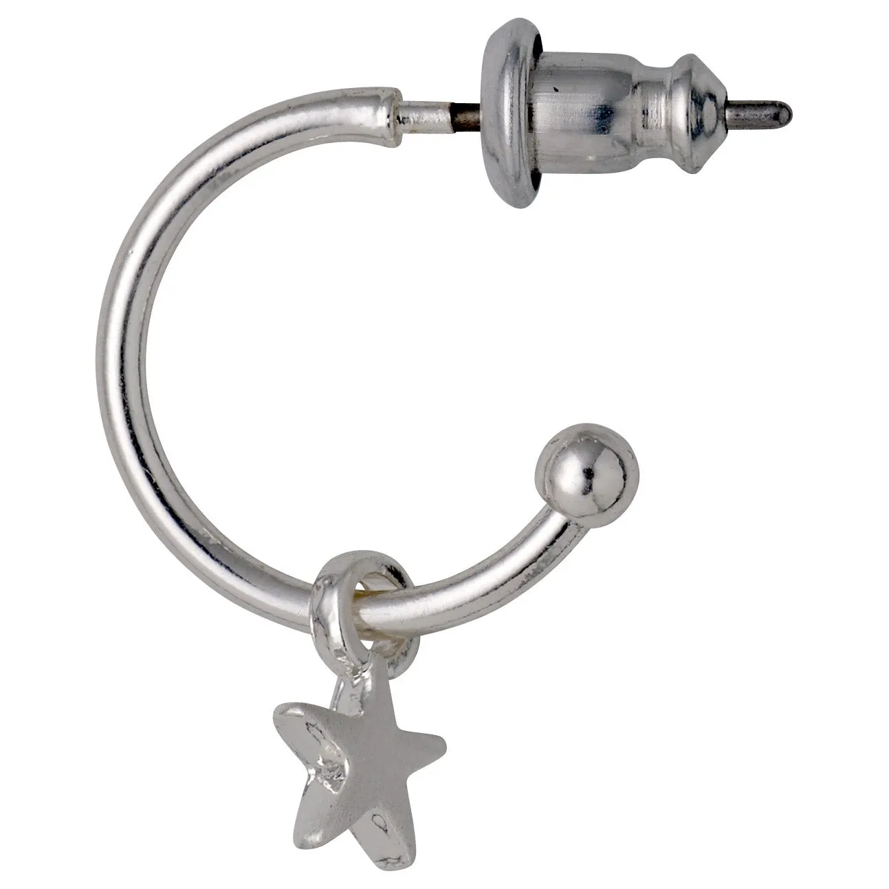 AVA recycled star hoop earrings silver-plated