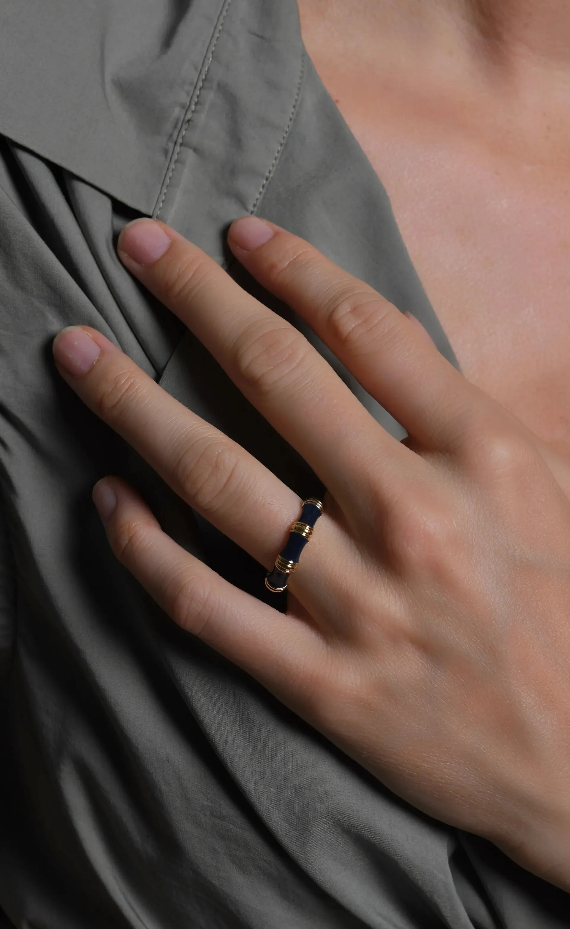 Bamboo Enameled Ring