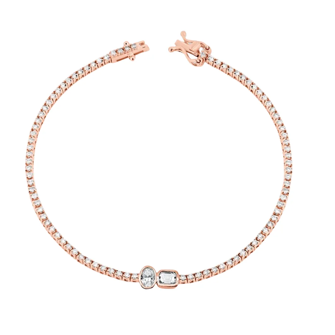 Bezel Set Diamond Shapes Tennis Bracelet