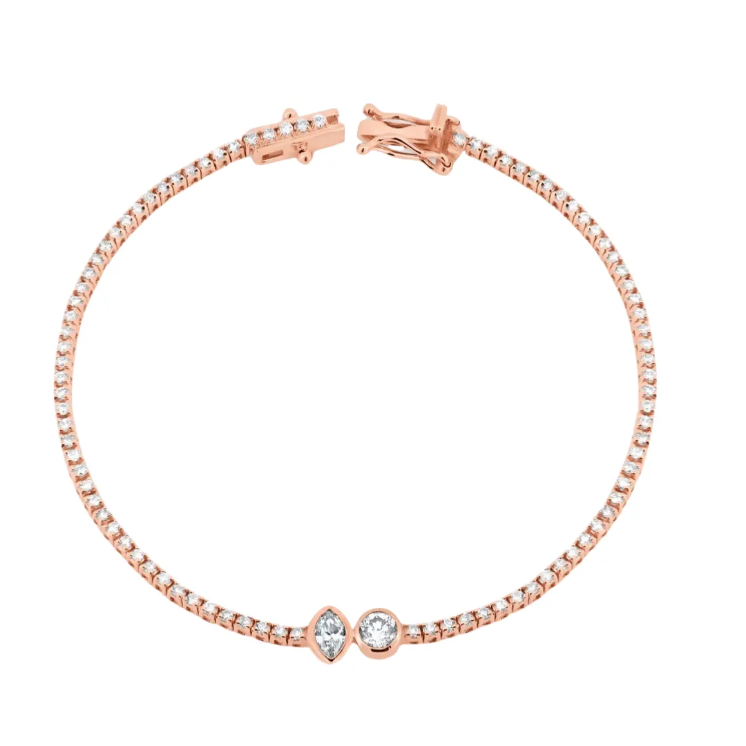 Bezel Set Diamond Shapes Tennis Bracelet