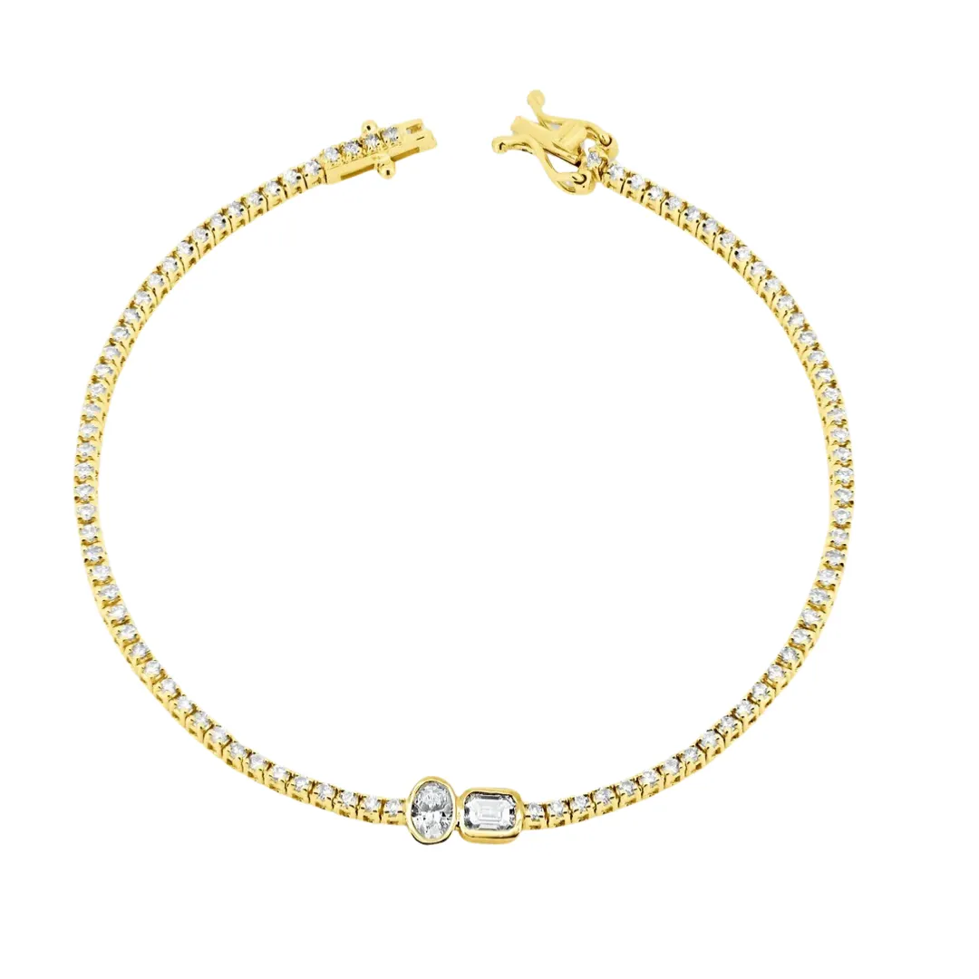 Bezel Set Diamond Shapes Tennis Bracelet