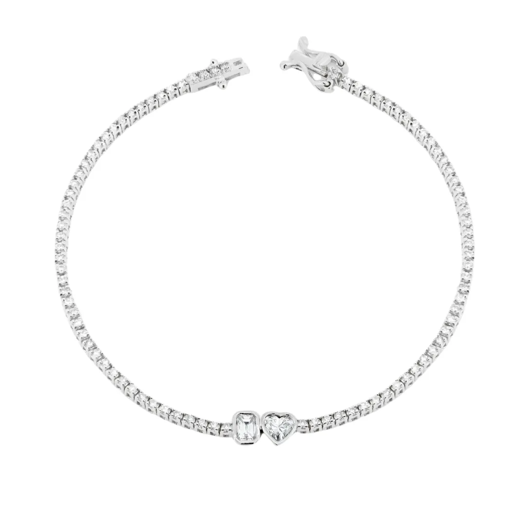 Bezel Set Diamond Shapes Tennis Bracelet