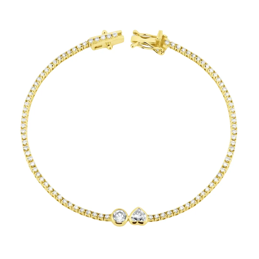 Bezel Set Diamond Shapes Tennis Bracelet