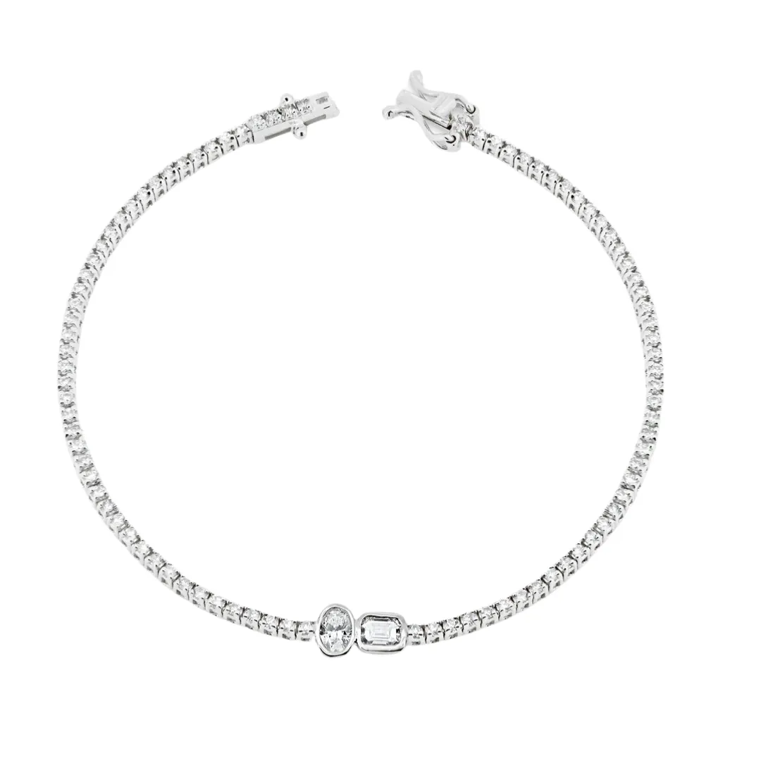 Bezel Set Diamond Shapes Tennis Bracelet