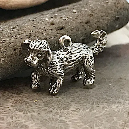 Bichon Frise Pewter Pendant from Green Girl, 1-1/8" Shiny 28mm #GG-531