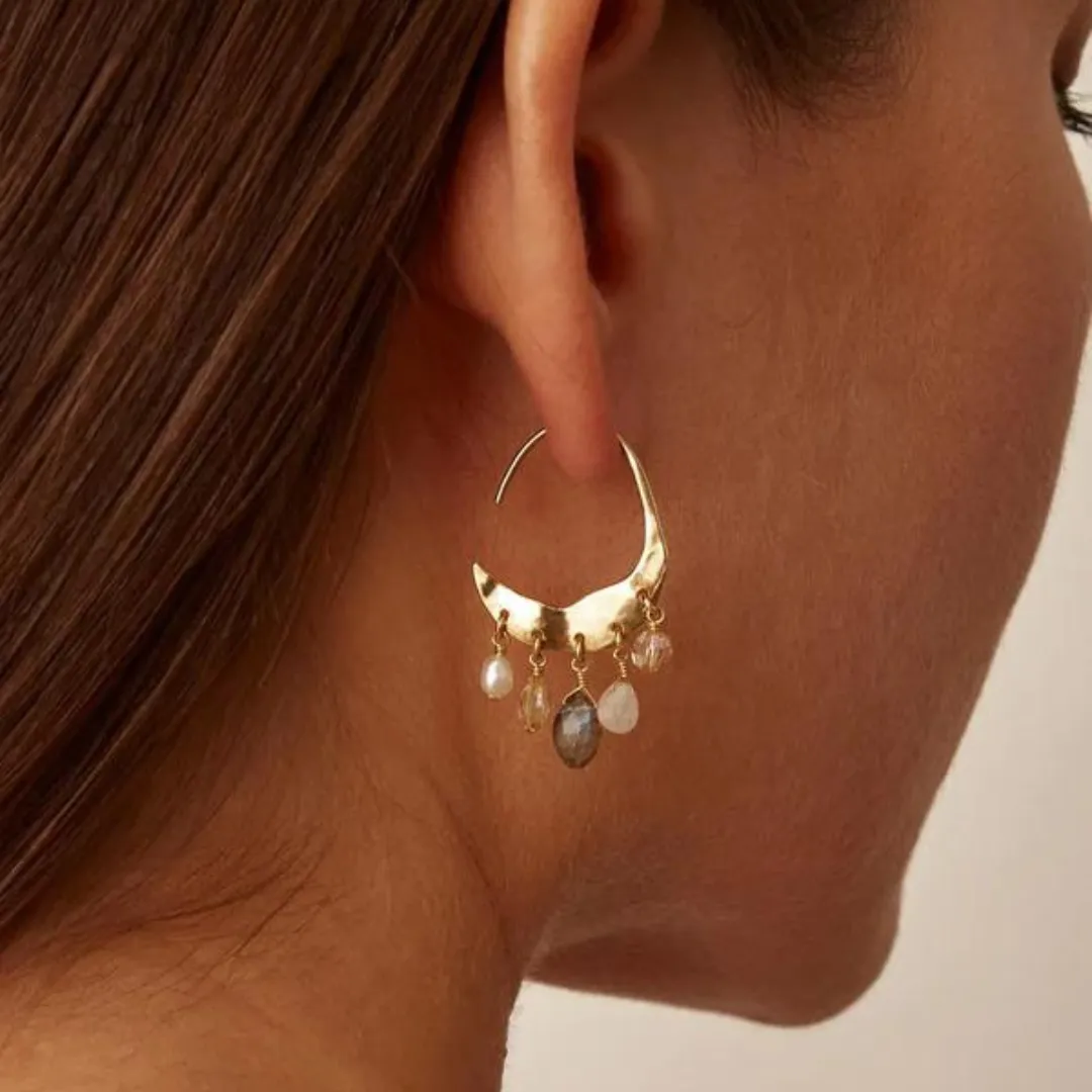 Citrine Mix Petite Crescent Earrings