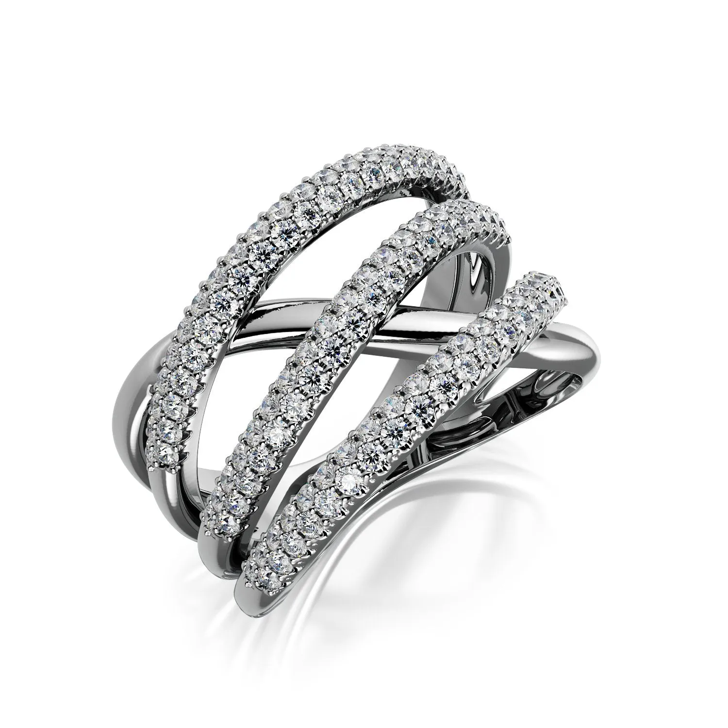 City Lights Pavé Natural Round cut Diamond Wedding Band In White Gold