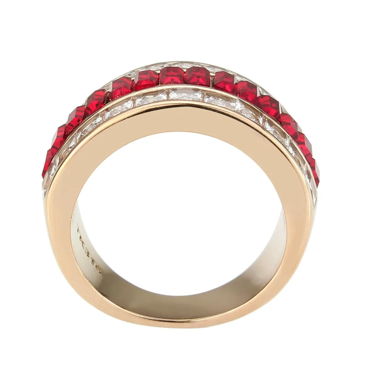 CJ3823 Wholesale Women's Stainless Steel IP Rose Gold Red Top Grade Crystal Ring