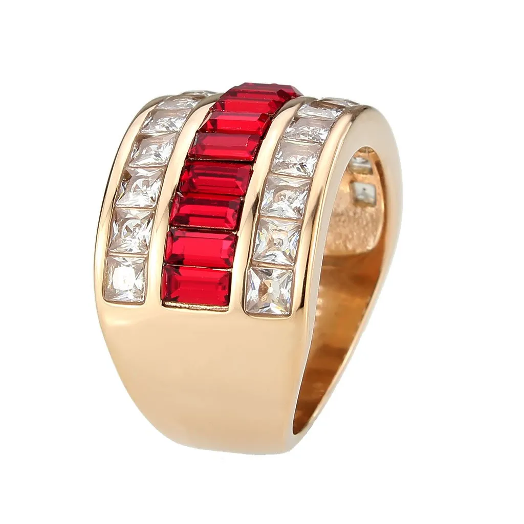 CJ3823 Wholesale Women's Stainless Steel IP Rose Gold Red Top Grade Crystal Ring