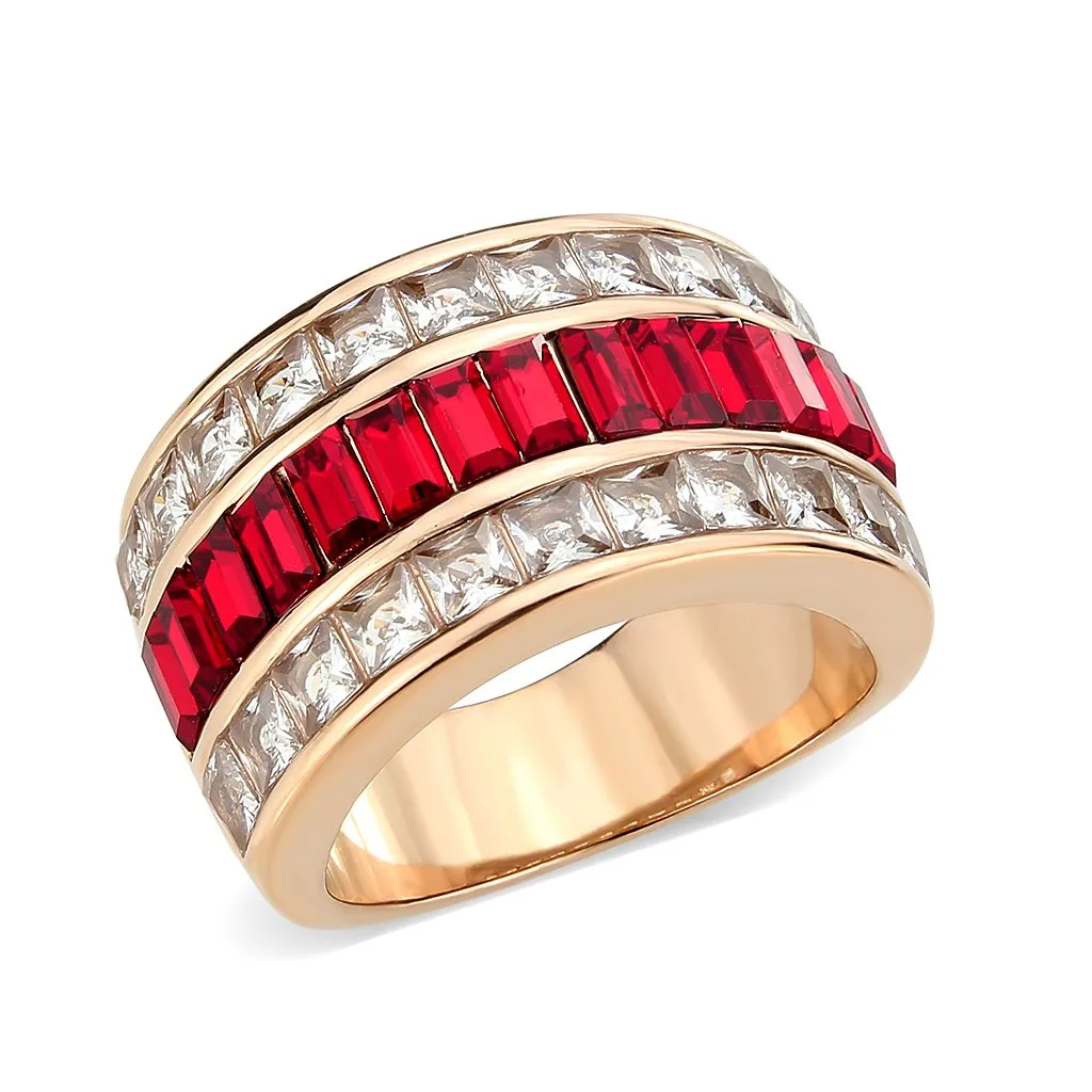 CJ3823 Wholesale Women's Stainless Steel IP Rose Gold Red Top Grade Crystal Ring