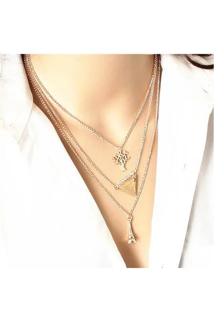 Collier Pink Gold Rose  Pendant Necklace