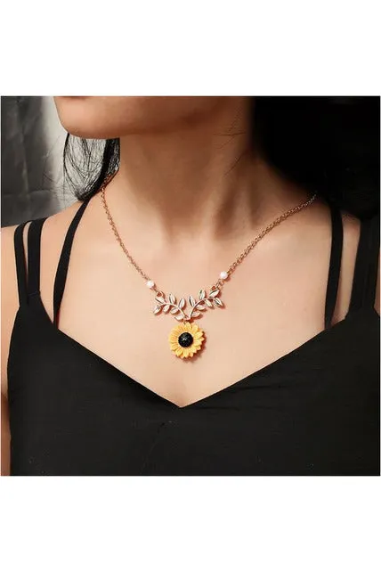 Collier Pink Gold Rose  Pendant Necklace