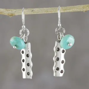 Cool Modernity Amazonite and Karen Silver Modern Earrings from Thailand