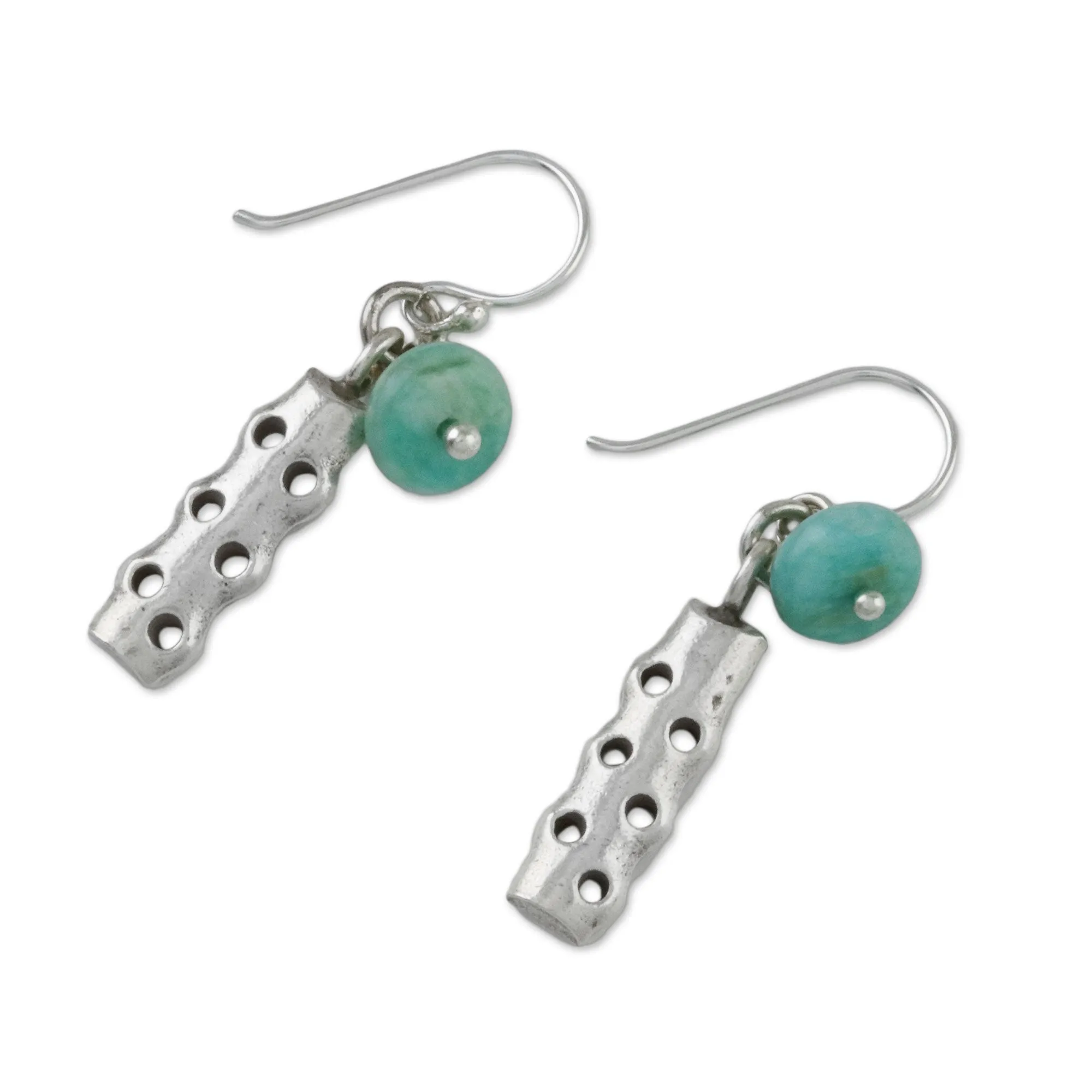 Cool Modernity Amazonite and Karen Silver Modern Earrings from Thailand