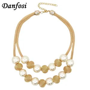 Danfosi 3 Colors Fashion Imitation Pearl Necklace Women Collar Choker Beads Statement Necklaces & Pendants Jewelry Accessories