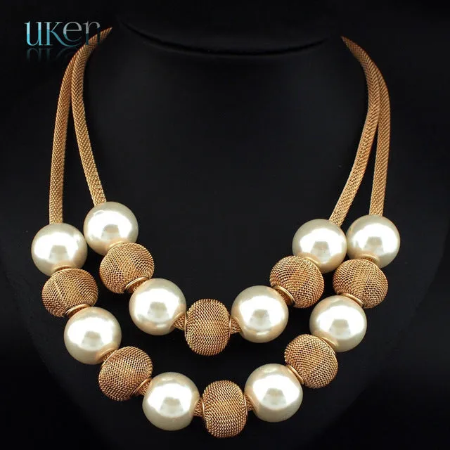 Danfosi 3 Colors Fashion Imitation Pearl Necklace Women Collar Choker Beads Statement Necklaces & Pendants Jewelry Accessories