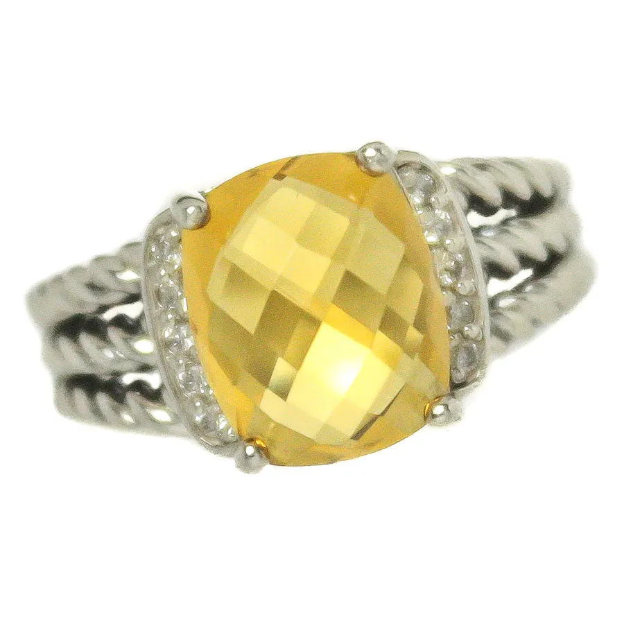 David Yurman Petite Wheaton Citrine & Diamond Ring