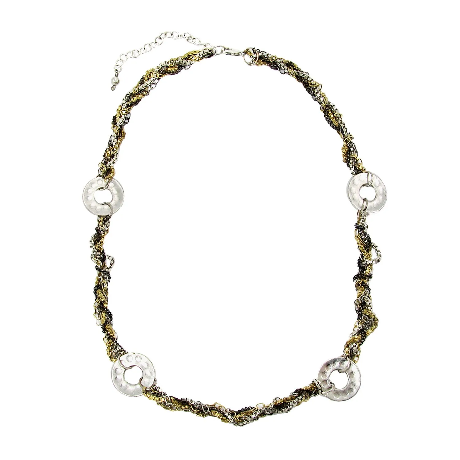 Dotted Disc Metallic Chainlink Necklace WorldFinds