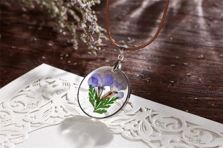 Dried Flower Pendant Necklaces