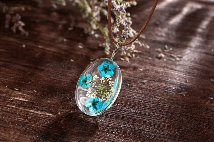 Dried Flower Pendant Necklaces