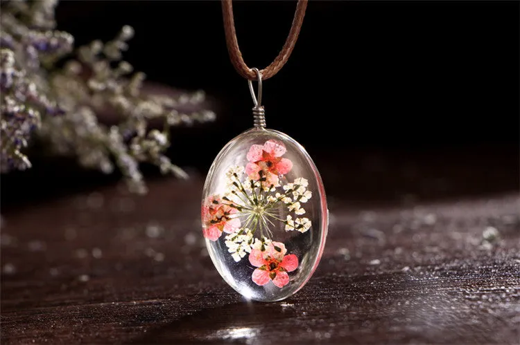 Dried Flower Pendant Necklaces